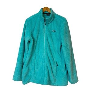 The North Face Furry Fleece Full Zip Jacket Women's Size XL Cozy turquoise